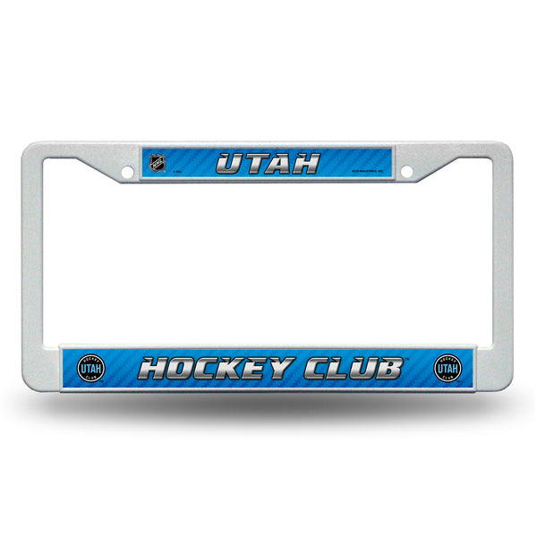 Utah Hockey Club White Plastic License Plate Frame (Printed Insert)