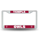 Temple Owls White Plastic License Plate Frame