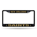 NFL New Orleans Saints 12" x 6" Black Metal Car/Truck Frame Automobile Accessory By Rico Industries