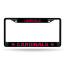 Louisville Cardinals Black Metal License Plate Frame (Printed Insert)