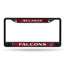 Atlanta Falcons Black Metal License Plate Frame (Printed Inserts)