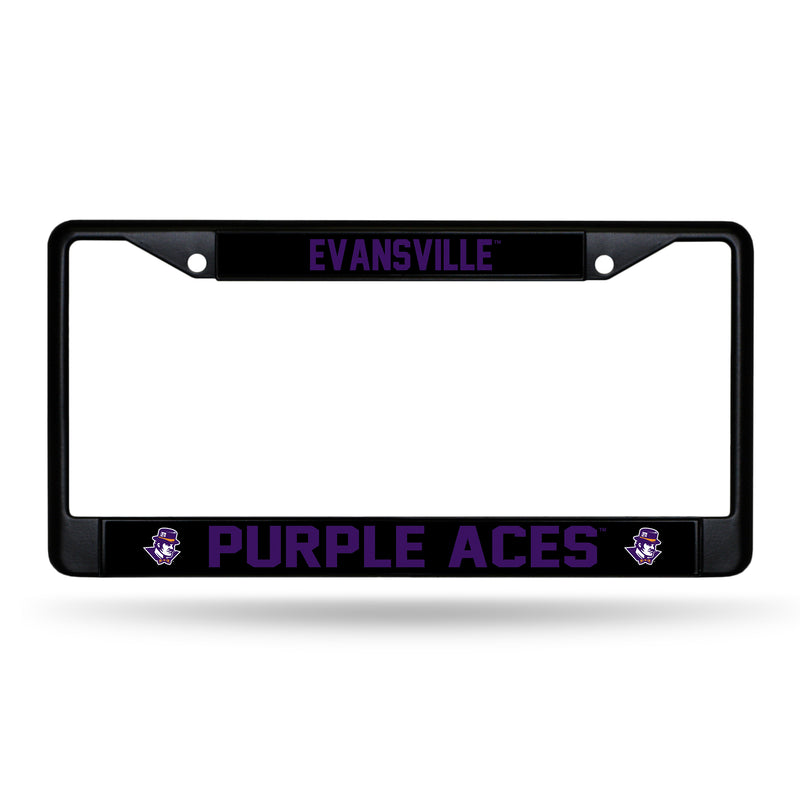 Evansville Purple Aces Black Chrome License Plate Frame (Printed Inserts)