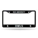 Rice Owls Black Chrome License Plate Frame (Printed Inserts)