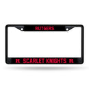Rutgers Scarlet Knights Black Metal License Plate Frame (Printed Insert)