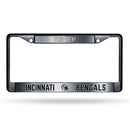Cincinnati Bengals Who Dey! White Helmet Black Metal License Plate Frame (Printed Insert)