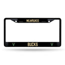 Milwaukee Bucks Black Metal License Plate Frame (Printed Insert)