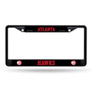Atlanta Hawks Black Metal License Plate Frame (Printed Insert)