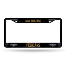 New Orleans Pelicans Black Metal License Plate Frame (Printed Insert)