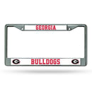 NCAA Georgia Bulldogs 12" x 6" Silver Chrome Car/Truck/SUV Auto Accessory By Rico Industries