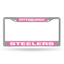 Pittsburgh Steelers Chrome Frame W/ Printed Inserts - Pink Bkg
