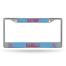 University of Mississippi Chrome Frame - Ole Miss - Light Blue with Red Script