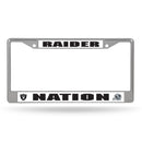 NFL Las Vegas Raiders 12" x 6" Silver Chrome Car/Truck/SUV Auto Accessory By Rico Industries