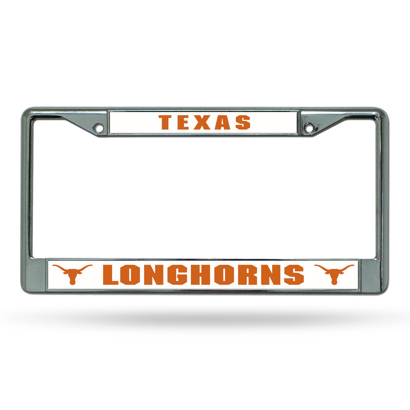 NCAA Texas Longhorns 12" x 6" Silver Chrome Car/Truck/SUV Auto Accessory By Rico Industries