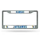 NCAA Kansas Jayhawks 12" x 6" Silver Chrome Car/Truck/SUV Auto Accessory By Rico Industries