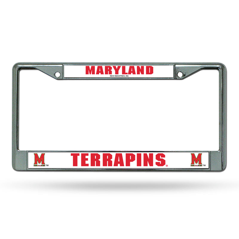 NCAA Maryland Terrapins 12" x 6" Silver Chrome Car/Truck/SUV Auto Accessory By Rico Industries