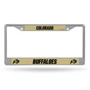 Colorado Buffaloes Chrome License Plate Frame (Decal Inserts - Gold Bkg w/ Black Lettering)