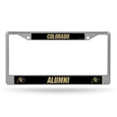Colorado Buffaloes Alumni Chrome License Plate Frame (Decal Inserts - Black Bkg w/ Gold Lettering)