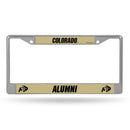 Colorado Buffaloes Alumni Chrome License Plate Frame (Decal Inserts - Gold Bkg w/ Black Lettering)