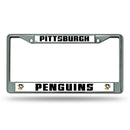 NHL Pittsburgh Penguins 12" x 6" Silver Chrome Car/Truck/SUV Auto Accessory By Rico Industries