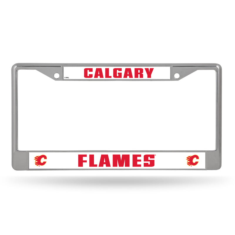 NHL Calgary Flames 12" x 6" Silver Chrome Car/Truck/SUV Auto Accessory By Rico Industries