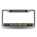 Baltimore Ravens 12" x 6" Silver Bling Chrome Frame