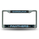 Carolina Panthers 12" x 6" Silver Bling Chrome Frame