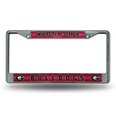 Georgia Bulldogs 12" x 6" Silver Bling Chrome Frame