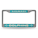 Miami Dolphins 12" x 6" Silver Bling Chrome Frame