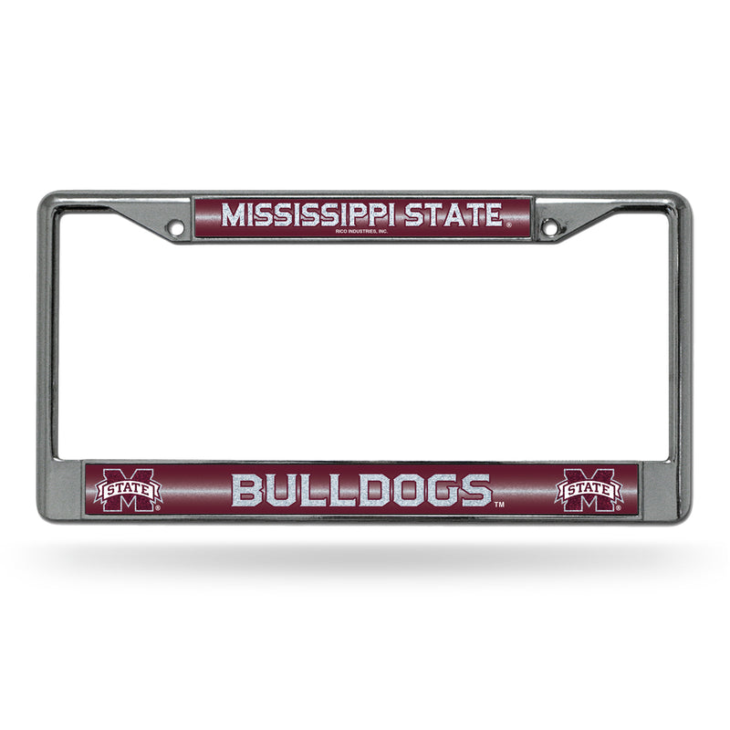 Mississippi State Bulldogs 12" x 6" Silver Bling Chrome Frame
