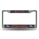 Denver Broncos 12" x 6" Silver Bling Chrome Frame