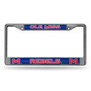 Mississippi Rebels 12" x 6" Silver Bling Chrome Frame