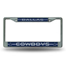 Dallas Cowboys 12" x 6" Silver Bling Chrome Frame