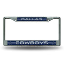 Dallas Cowboys 12" x 6" Silver Bling Chrome Frame
