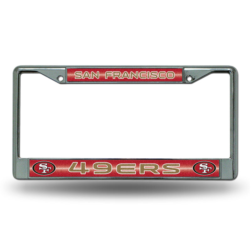 San Francisco 49ers 12" x 6" Silver Bling Chrome Frame