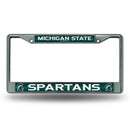 Michigan State Spartans 12" x 6" Silver Bling Chrome Frame