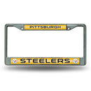 Pittsburgh Steelers 12" x 6" Silver Bling Chrome Frame
