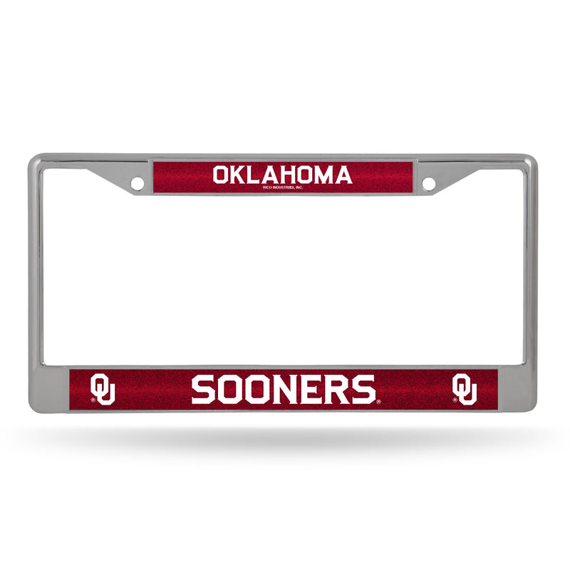 Oklahoma Sooners 12" x 6" Silver Bling Chrome Frame