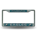 Philadelphia Eagles 12" x 6" Silver Bling Chrome Frame