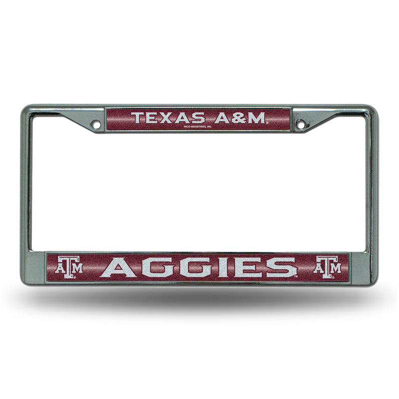Texas A&M Aggies 12" x 6" Silver Bling Chrome Frame