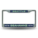 Seattle Seahawks 12" x 6" Silver Bling Chrome Frame