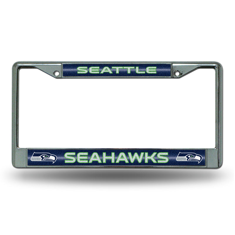 Seattle Seahawks 12" x 6" Silver Bling Chrome Frame
