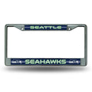 Seattle Seahawks 12" x 6" Silver Bling Chrome Frame