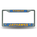 Kansas Jayhawks 12" x 6" Silver Bling Chrome Frame