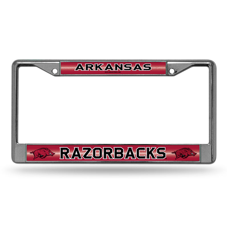 Arkansas Razorbacks 12" x 6" Silver Bling Chrome Frame