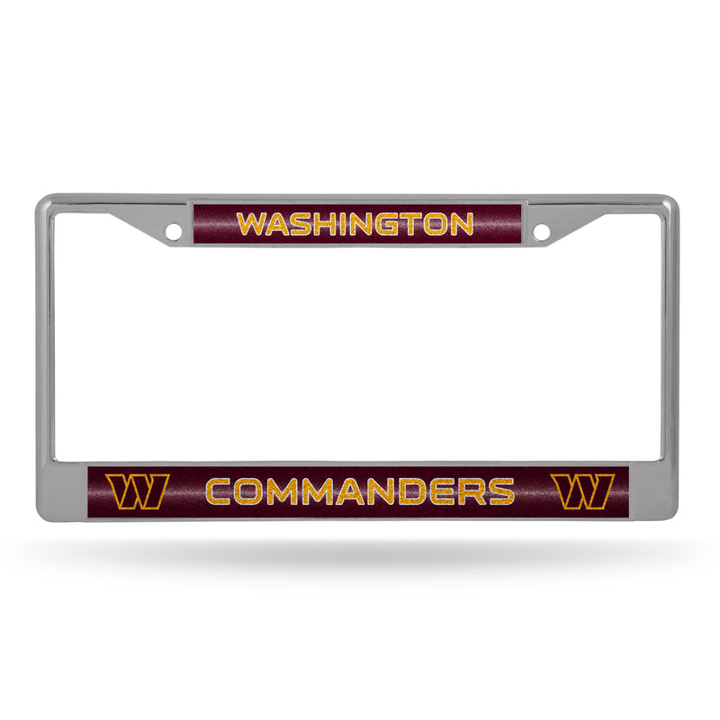 Washington Commanders 12" x 6" Silver Bling Chrome Frame
