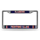 Illinois Fighting Illini 12" x 6" Silver Bling Chrome Frame