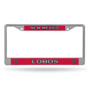 New Mexico Lobos 12" x 6" Silver Bling Chrome Frame