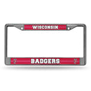 Wisconsin Badgers 12" x 6" Silver Bling Chrome Frame