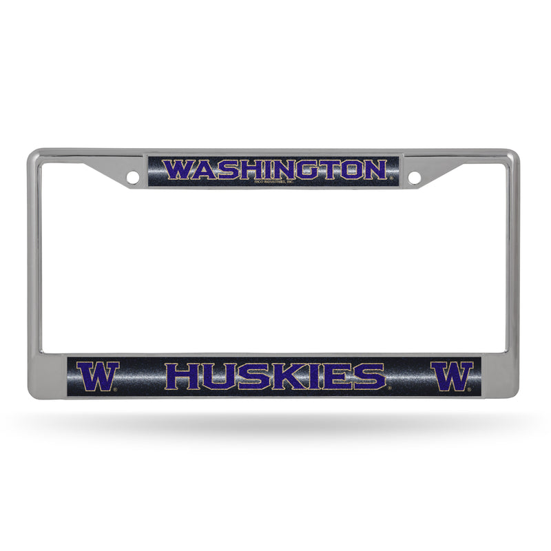 Washington Huskies 12" x 6" Silver Bling Chrome Frame