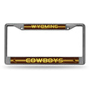 Wyoming Cowboys 12" x 6" Silver Bling Chrome Frame